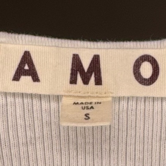 AMO Women’s Ribbed Long Tank Top White Size Small - Classic Fitted Scoop Neck - Picture 3 of 8